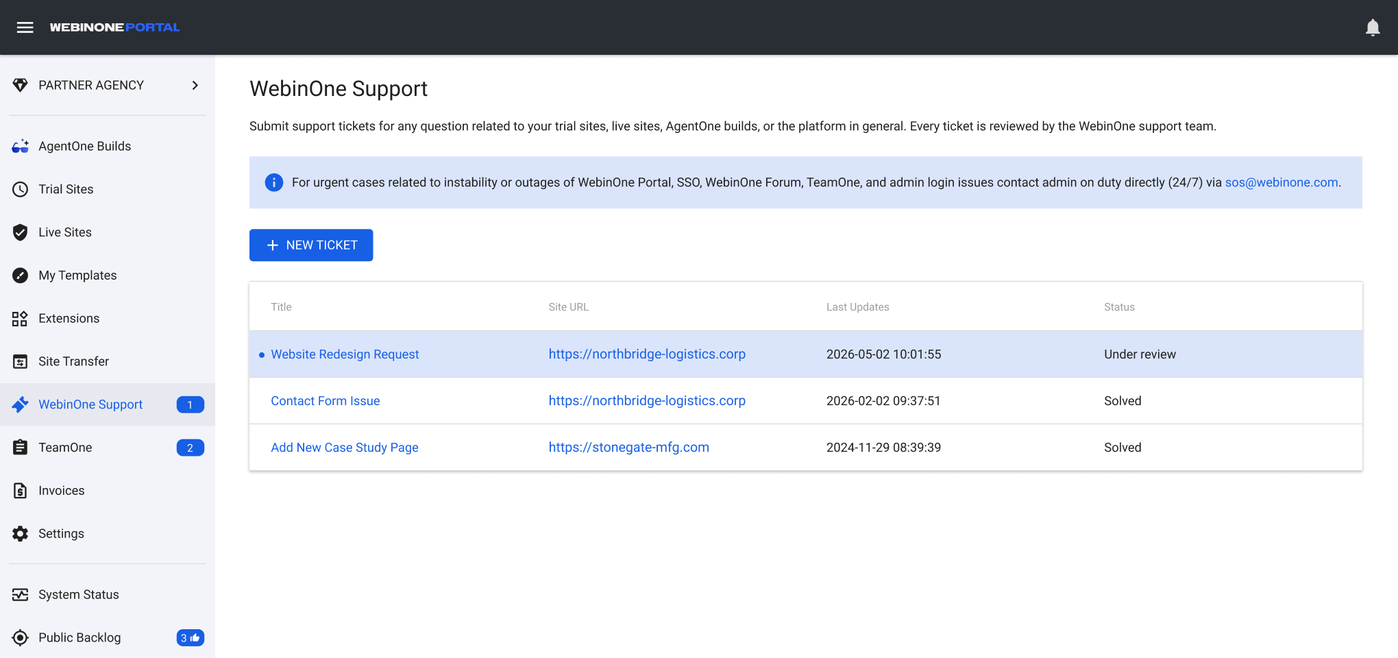 WebinOne Support